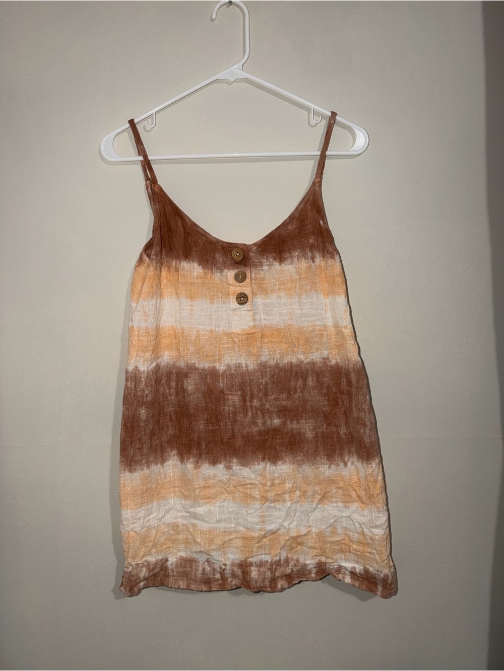 Rip Curl Women’s Medium Brown Orange Tie Dye Button Front Cami Tank
